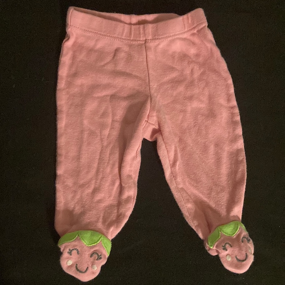 Pink pants with strawberry feet